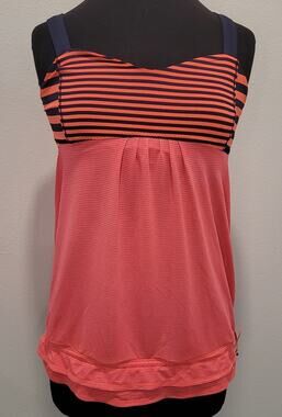 Lululemon Back On Track Tank 10 Stripe Ruffle Hem Athleisure